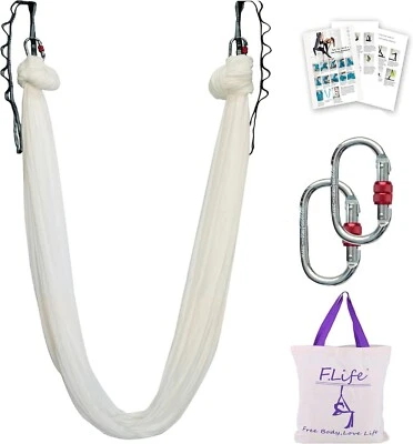 F. LIFE Aerial Silk Yoga Hammock & Swing for Yoga Inversvion WHITE NEW - image 1 of 3