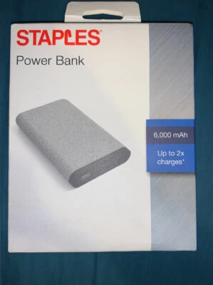 New Staples Rechargeable Power Bank 6000 mAh Portable Charger  - Imagem 1 de 2