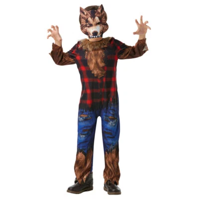 WERWOLF KOSTÜM & MASKE KINDER Halloween Karneval Party Zombie Wolf Monster Junge - Bild 1 von 4