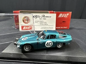 Best 1/43 Scale Model Car 9068 - Alfa Romeo TZ 1 Le Mans '64 Diecast Turquoise - Picture 1 of 24