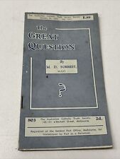 VINTAGE BOOKLET 1939 AUSTRALIAN CATHOLIC TRUTH SOCIETY THE GREAT QUESTION CHURCH