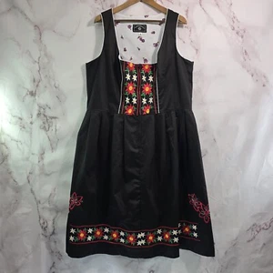 Dirndl Trachten Haus Dress Womens M Actual 18 2X Black Oktoberfest Bavarian  - Picture 1 of 11