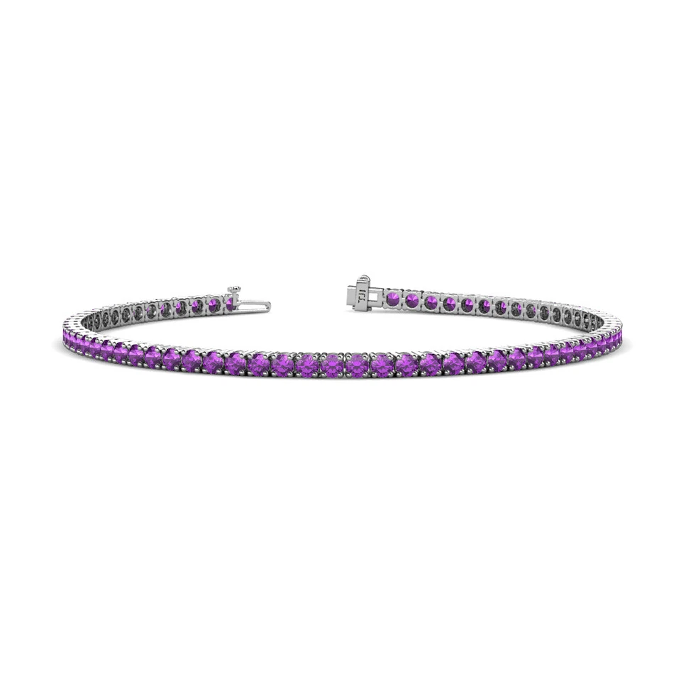 Brazalete de tenis de eternidad amatista de 2,4 mm para mujer de oro de 14 quilates de 2,24 quilates JP:122403 Foto 1 de 1