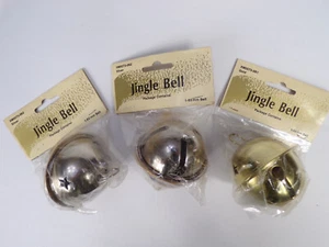 3 NEW Vintage Christmas Metal Ornaments Jingle Bells 2-1/2" Marble Ringer  K23 - Picture 1 of 7