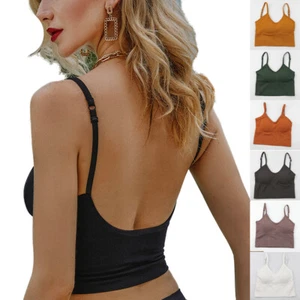 Women's Basic Sleeveless Crop Tank Top Scoop Neck Cotton Knit Casual Summer Vest - Picture 1 of 42