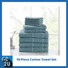 New 10 Piece Towel Set 100% Cotton Bath Towels Wash Cloths Hand Dry Absorbent