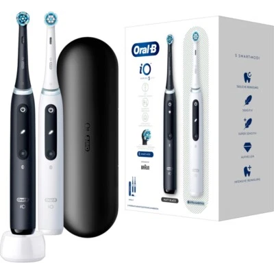 Oral-B iO Series 5 Duo Elektrische Zahnbürste black/white 2. Handstück Reiseetui - Bild 1 von 4