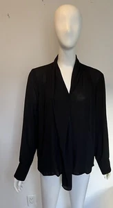 T Tahari Damen schwarz transparent Officewear Shirt Pull On Top Bluse Größe XL neu mit Etikett - Bild 1 von 9