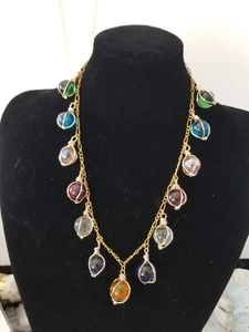 Artisan Vintage Fruit Salad Pool of Lights Undrilled Crystal Necklace Deco gldpl - Picture 1 of 7