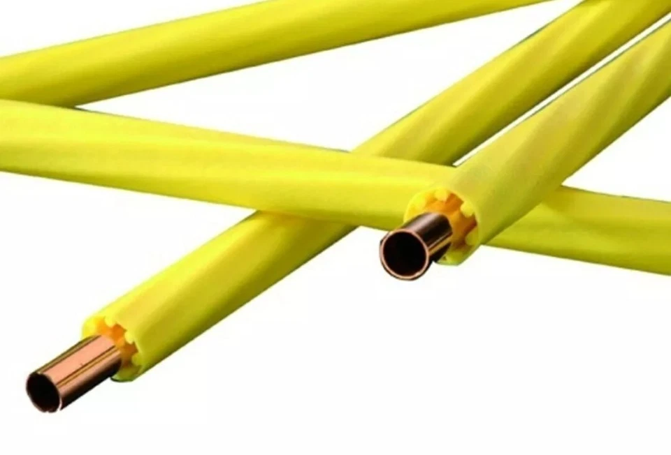 TUBO RAME RIVESTITO GIALLO PER GAS ROTOLO 22 MM  50 METRI - Immagine 1 di 1