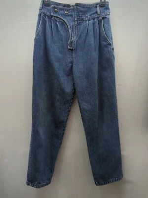 Винтажные женские плиссированные синие джинсы Bon Jour с высокой талией размер 8 крест спереди  - Изображение 1 из 4