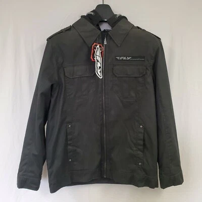 Fly Racing Waxed Off-Road MX Motorcycle Jacket with Hood Black - Men's Small S - Imagem 1 de 4