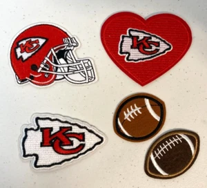 Kansas City Chiefs NFL Football bestickt Bügelbild Patch 5er Set Aufnäher Neu - Bild 1 von 9