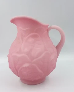 Fenton Pink Satin Water Lilly Art Glass Pitcher or Vase ~  7” Tall  - Picture 1 of 21