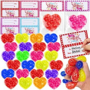 28 Pack Valentines Day Gifts for Kids- Prefilled Heart Fidget Stress Ball wit... - Picture 1 of 6