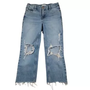 Good American Women Distressed Crop Straight Jeans Sz 2 / 26 Blue Fray Thrashed - Picture 1 of 10