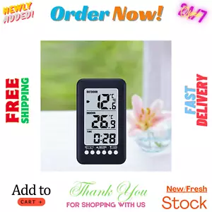 LCD Digital Thermometer Clock Indoor/Outdoor Wireless Temperature Meter Gauge - Picture 1 of 3