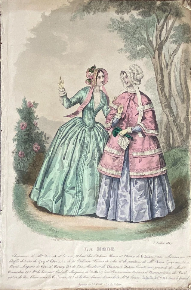 GRAVUR VON MODE 24X16 cm JOURNAL LA MODE 1847 - Bild 1 von 1