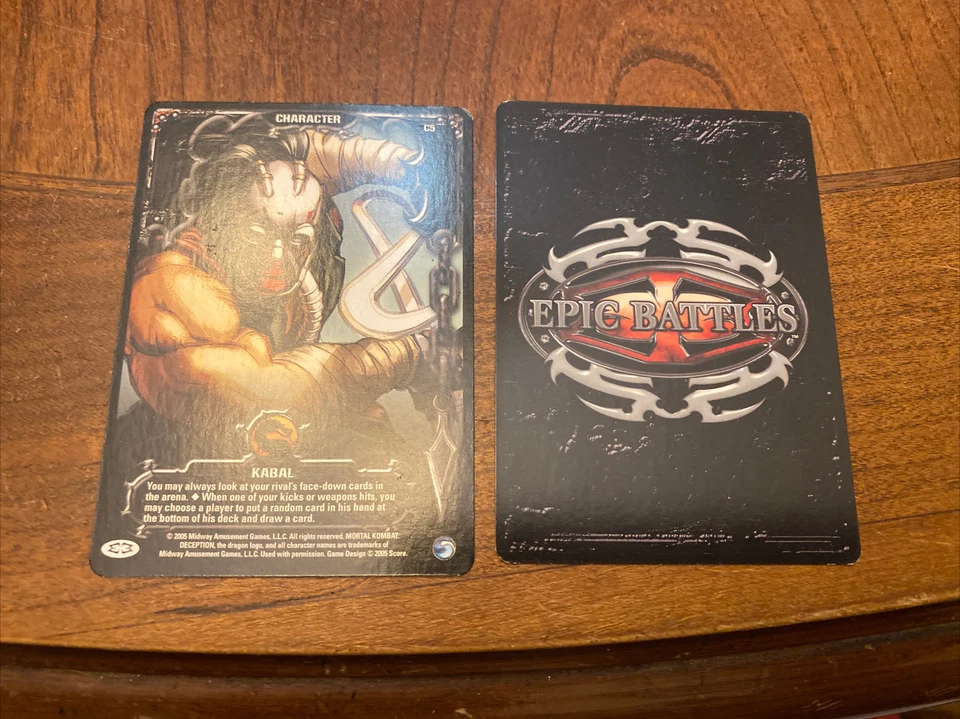 Tarjeta coleccionable Epic Battles TCG Mortal Combat personaje C5 Kabal Foto 1 de 1