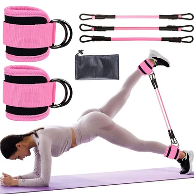 Faixas de resistência ao tornozelo com punhos, treino feminino para academia em casa, exercício com glúteos  - Imagem 1 de 4