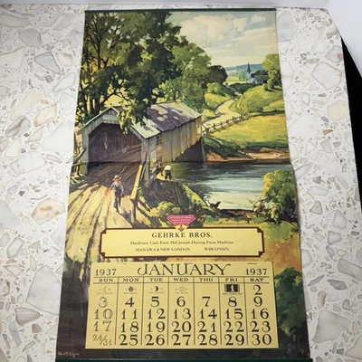 1937 International Harvester Calendar Grigware Art Gehrke Bros Wisconsin - Image 1 of 3
