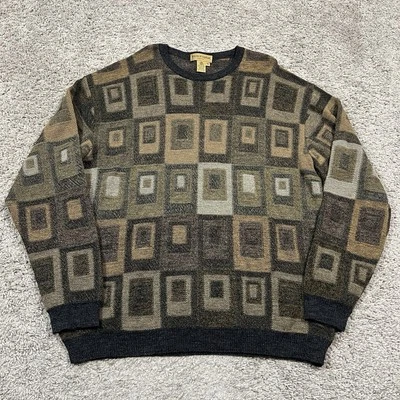 Vintage 90s Tricots St Raphael Square Knit Size XL Brown Sweater Grandpa Wool - Image 1 of 4