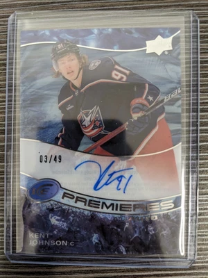 2022-23 UD Ice Premieres Auto Kent Johnson /49 #IPA-KJ - Image 1 of 2