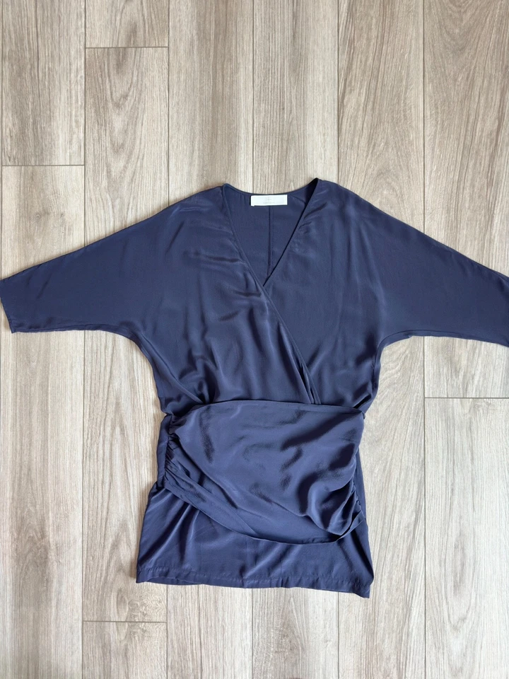 Vestido drapeado Thakoon Addition 100 % seda azul marino para mujer talla 2 cuello en V diseñador  Foto 1 de 4