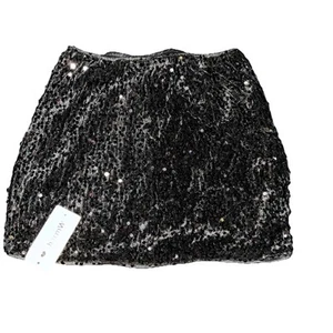 Black Sequin Mini Skirt Girls Sz. 160. Lined. NEW With Tags By CHARMWM. - Picture 1 of 8