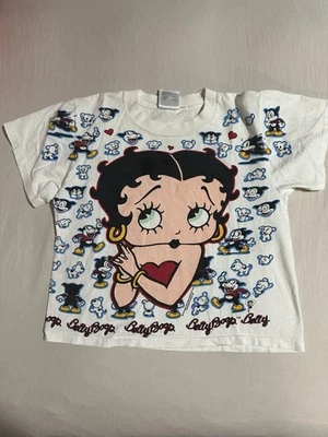 TULTEX Vintage Años 90 Betty Boop - Camiseta Doble Cara Dibujos Animados Talla L 14/16 Recortada Foto 1 de 4
