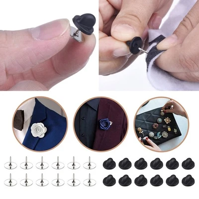 50 Set Tie Tacks Blank Pins with PVC Rubber Pin Backs for Women Jewelry Ornament - Image 1 of 4