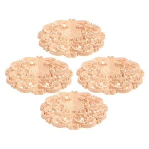 4 Piezas Apliques Muebles Madera Sin Pintar 10 cm Tallado Esquina Onlay Decoración - Imagen 1 de 9