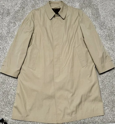 Botany 500 Mens Rain Trench Coat Khaki w/Liner Beige Lined Vintage Size 44 Reg - Image 1 of 4