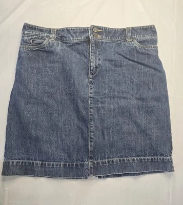 Falda vaquera Eddie Bauer azul lavado medio denim por encima de la rodilla bolsillos abertura 16 Foto 1 de 4