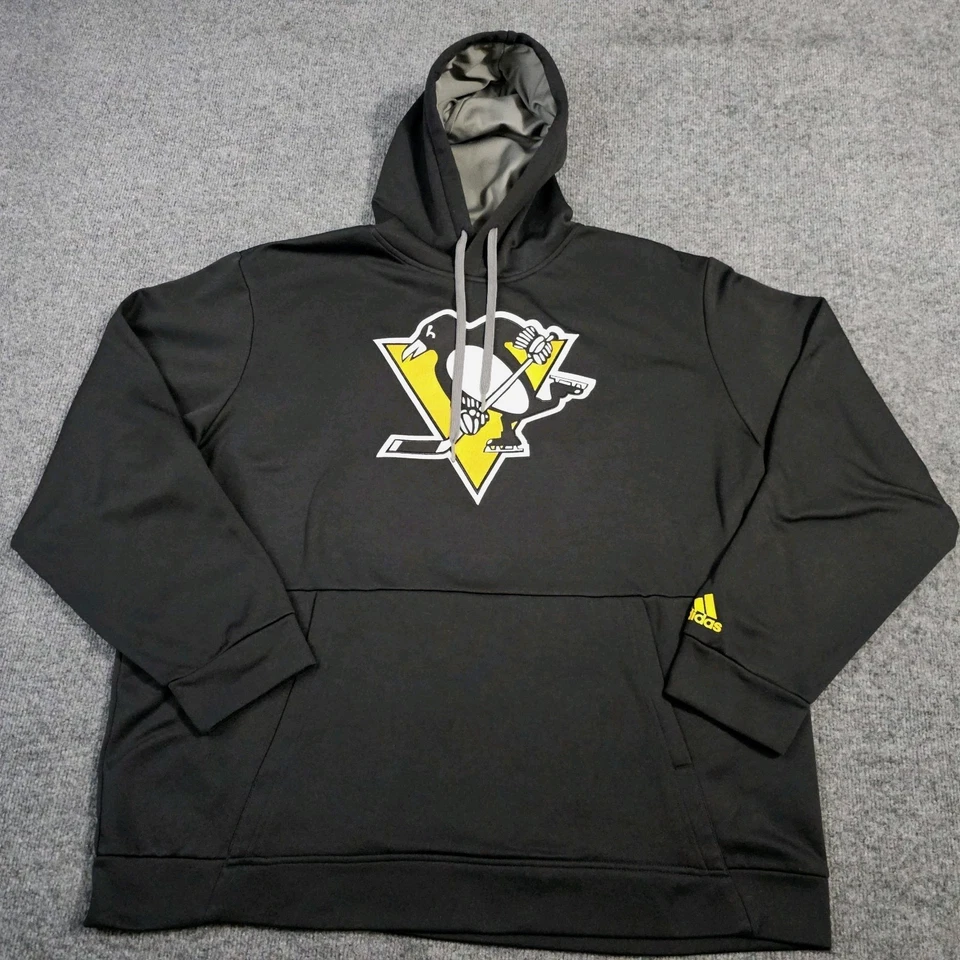 Adidas Pittsburgh Penguins Sudadera con Capucha para Hombres 2XL Negro ClimaWarm Sudadera NHL XXL Foto 1 de 4