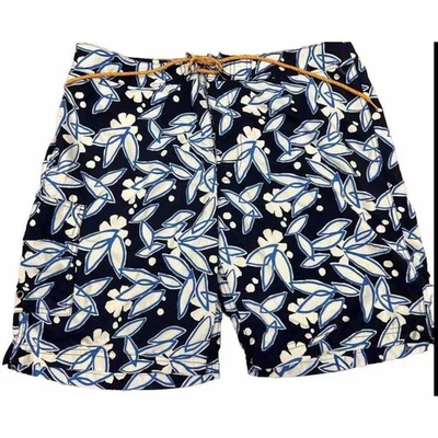 J Crew Mens Board Shorts Swim Trunks Size 33 Blue Floral Hawaiian 100% Nylon - Image 1 of 4