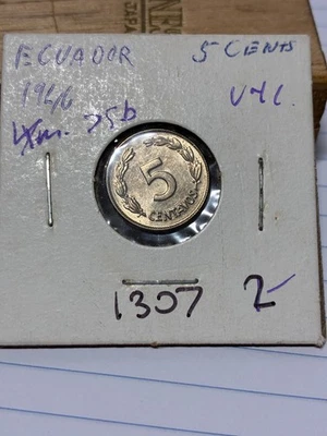 Ecuador 1946 5 centavos KM# 75b, sin circular. Moneda #1307. Envío gratis Foto 1 de 2