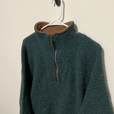 Винтажный мужской свитер Orvis 80-х большой зеленый шерстяной пуловер на молнии 1/4 вязаные карманы - Изображение 1 из 4