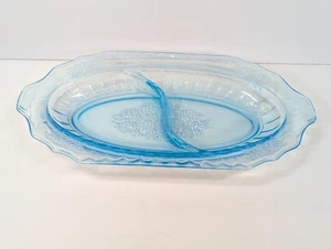 Vintage Hocking Glas blau Mayfair geteilt Sellerie Schale - Bild 1 von 6