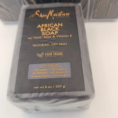 Африканское черное барное мыло для проблемной сухой кожи очищающее средство ши витамин Е упаковка 5 шт. 8 унций - Изображение 1 из 3
