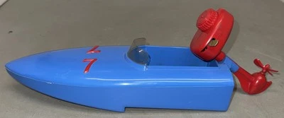 Barco de plástico azul ideal con motor giratorio #7 marcado I 7985 juguete muy raro funciona Foto 1 de 4