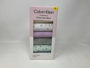 Pack de 7 bikini Calvin Klein ropa interior para niñas - algodón elástico - talla pequeña - Imagen 1 de 2