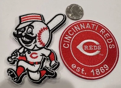 2-Cincinnati Reds Embroidered iron on patches  3.5”x 2.5” & 3”x 3” Beautiful. - Image 1 of 3