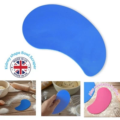 BLUE Flexible Bowl Scraper Pastry Dough KIDNEY SHAPED Cake Making UK Made S7378 - Image 1 of 2