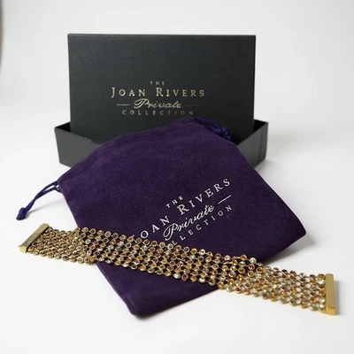 NEW Joan Rivers Private Collection Amber Topaz Rhinestone Bracelet. Box & Pouch. - Image 1 of 4