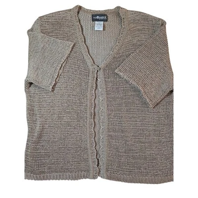 Cárdigan tejido Sag Harbor mujer 3X top manga corta tejido abierto neutro Foto 1 de 4