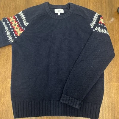Jack Spade Vintage Lambswool Navy Printed Crewneck Pullover sz M  - Image 1 of 4