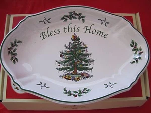 SPODE CHRISTMAS TREE Bless This Home Tray NEW! - Picture 1 of 2