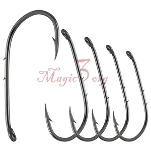 100pcs Baitholder Fishing Hooks Size 12-6/0 Down Eye Offset Surf Fishing Hooks - Picture 1 of 6
