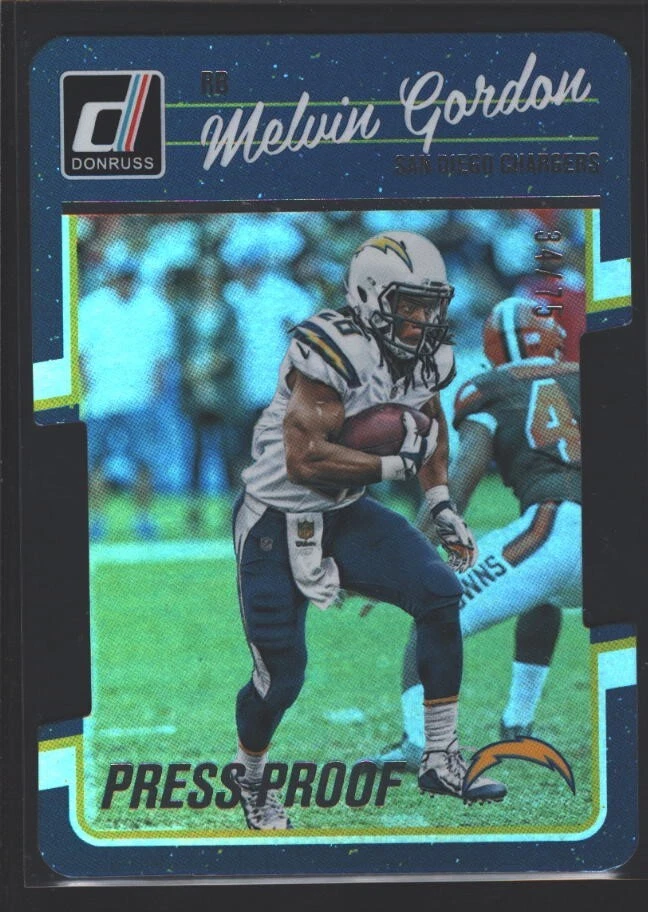 MELVIN GORDON 34/75 LA CHARGERS DIE CUT PRESS PROOF REFRACTOR SP 2016 DONRUSS - Image 1 of 1